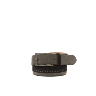 Ambrogio Gray, Black & Brown Lux Suede Sun-Valley Men's Belt (AMBB1030)