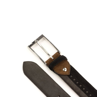 Ambrogio Gray, Black & Brown Lux Suede Sun-Valley Men's Belt (AMBB1030)