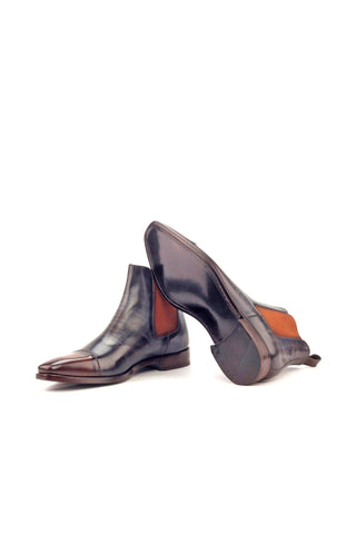 Ambrogio Gray & Brown Crust Patina Leather Cap-Toe Chelsea Boots (AMB1027)
