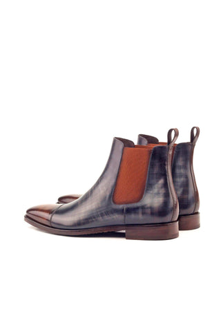 Ambrogio Gray & Brown Crust Patina Leather Cap-Toe Chelsea Boots (AMB1027)