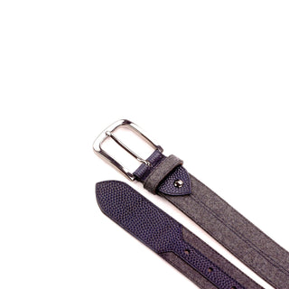 Ambrogio 3569 Gray & Navy Fabric / Pebble Grain Leather Marseille Men's Belt (AMBB1008)-AmbrogioShoes