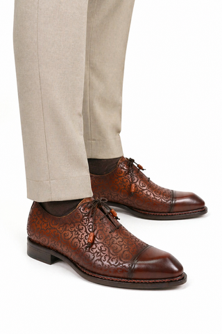 Ambrogio Leather Asymmetric Cap-Toe Oxfords (AMZ1019)