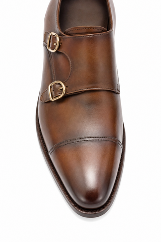 Ambrogio Leather Double Monk-Straps Loafer