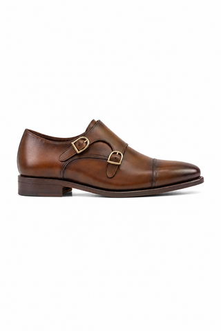 Ambrogio Leather Double Monk-Straps Loafer