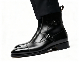 Ambrogio Luca Leather Double Monk-Strap Boot-AmbrogioShoes