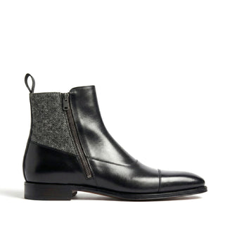 Ambrogio Luca Leather & Herringbone Double Monk-Strap Boot-AmbrogioShoes