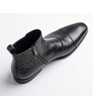Ambrogio Luca Leather & Herringbone Double Monk-Strap Boot-AmbrogioShoes