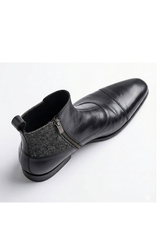 Ambrogio Luca Leather & Herringbone Double Monk-Strap Boot