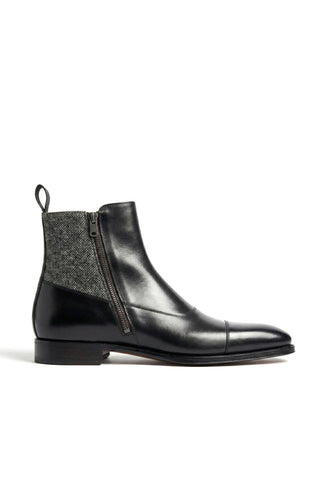 Ambrogio Luca Leather & Herringbone Double Monk-Strap Boot
