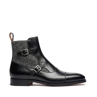 Ambrogio Luca Leather & Herringbone Double Monk-Strap Boot-AmbrogioShoes