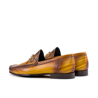 Ambrogio Luxury Cognac Patina Leather Moccasin Horsebit Loafers (AMB2533)