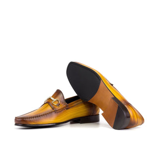 Ambrogio Luxury Cognac Patina Leather Moccasin Horsebit Loafers (AMB2533)