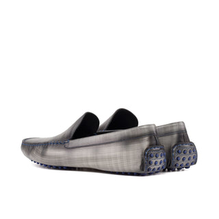 Ambrogio Luxury Gray Patina Leather Driver Loafers (AMB2540)