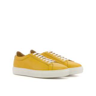 Ambrogio Luxury Men's Shoes Yellow Full Grain Leather Low Top Sneakers (AMB2537)-AmbrogioShoes