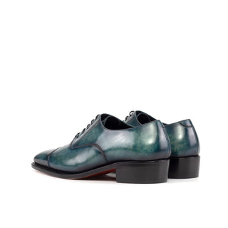 Ambrogio Luxury Turquoise Patina Leather Cap-Toe Oxfords (AMB2538)