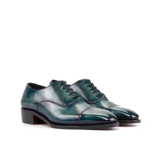 Ambrogio Luxury Turquoise Patina Leather Cap-Toe Oxfords (AMB2538)