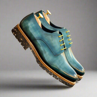 Ambrogio Luxury Turquoise Patina Leather Derby Oxfords (AMB2536)