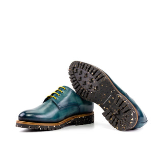 Ambrogio Luxury Turquoise Patina Leather Derby Oxfords (AMB2536)