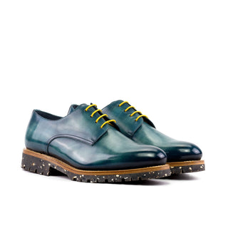 Ambrogio Luxury Turquoise Patina Leather Derby Oxfords (AMB2536)