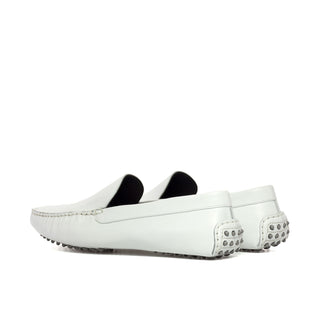 Ambrogio Luxury White Nappa Driver Loafers (AMB2535)