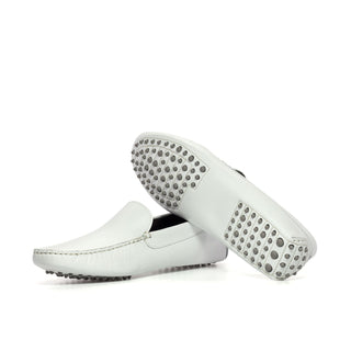Ambrogio Luxury White Nappa Driver Loafers (AMB2535)