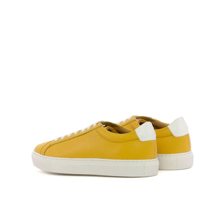 Ambrogio Luxury Yellow Full Grain Leather Low Top Sneakers (AMB2537)