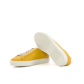 Ambrogio Luxury Yellow Full Grain Leather Low Top Sneakers (AMB2537)
