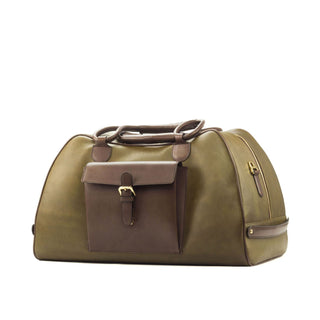 Ambrogio 2929 Men's Bag Brown & Olive Full Grain /Calf-Skin Leather Travel Duffle Bag (AMBH1007)-AmbrogioShoes