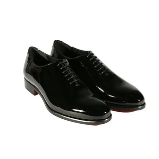 Ambrogio Men's Dress Shoes Black Patent Leather Wholecut Tuxedo Oxfords (AMBS2270)-AmbrogioShoes