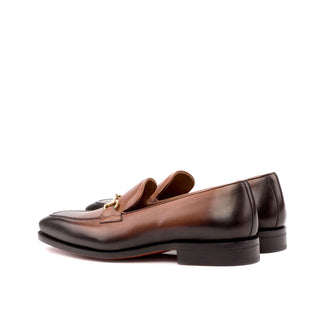 Ambrogio 3519 Men's Shoes Brown Burnished Calf-Skin Leather Horsebit Loafers (AMB1066)-AmbrogioShoes