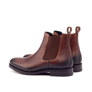 Ambrogio Men's Handmade Custom Made Shoes Brown Calf-Skin Leather Chelsea Boots (AMB1043)-AmbrogioShoes