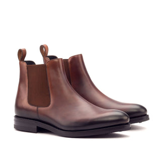 Ambrogio Men's Handmade Custom Made Shoes Brown Calf-Skin Leather Chelsea Boots (AMB1043)-AmbrogioShoes