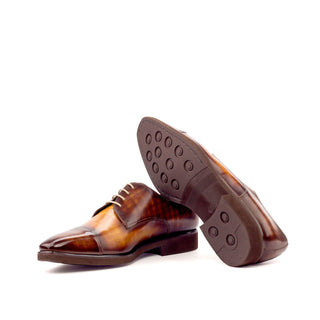 Ambrogio 3388 Men's Shoes Brown & Cognac Patina Leather Derby Oxfords (AMB1164)-AmbrogioShoes