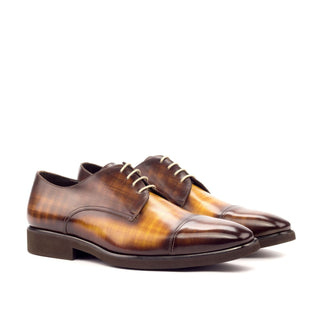 Ambrogio 3388 Men's Shoes Brown & Cognac Patina Leather Derby Oxfords (AMB1164)-AmbrogioShoes