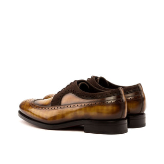 Ambrogio 3564 Men's Shoes Brown & Cognac Suede / Patina Leather Longwing Blucher Oxfords (AMB1182)-AmbrogioShoes