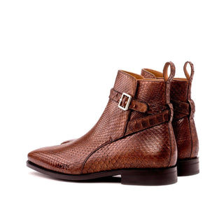Ambrogio 3319 Men's Shoes Brown Exotic Snake-Skin Joghpur Boots (AMB1097)-AmbrogioShoes