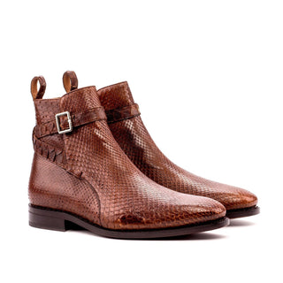 Ambrogio 3319 Men's Shoes Brown Exotic Snake-Skin Joghpur Boots (AMB1097)-AmbrogioShoes