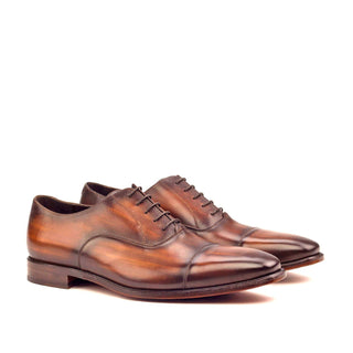 Ambrogio 2570 Men's Shoes Brown Patina Leather Derby Oxfords (AMB1052)-AmbrogioShoes