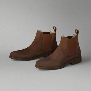 Ambrogio 2953 Men's Shoes Brown Suede Leather Chelsea Boots (AMB1011)-AmbrogioShoes