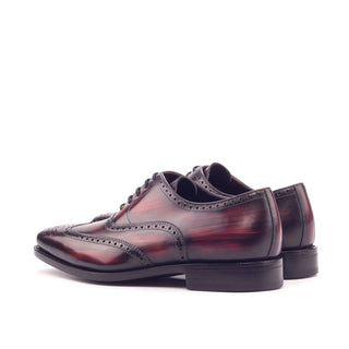 Ambrogio 3408 Men's Shoes Burgundy Patina Leather Brogue Oxfords (AMB1166)-AmbrogioShoes