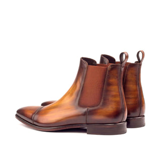 Ambrogio 2614 Men's Shoes Cognac Crust Patina Leather Cap-Toe Chelsea Boots (AMB1031)-AmbrogioShoes