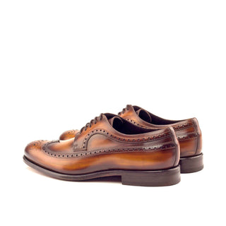 Ambrogio 2909 Men's Shoes Cognac Patina Leather Longwing Blucher Oxfords (AMB1176)-AmbrogioShoes