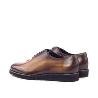 Ambrogio 3035 Men's Shoes Cognac Patina Leather Plain Oxfords (AMB1091)-AmbrogioShoes