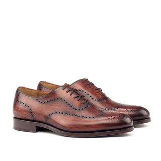 Ambrogio 2838 Men's Shoes Cognac Patina Leather Whole-Cut Oxfords (AMB1223)-AmbrogioShoes