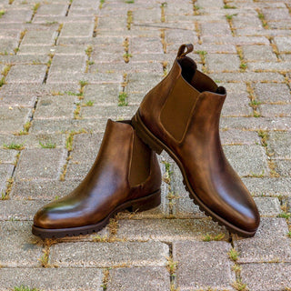 Ambrogio 2915 Men's Shoes Dark Brown Full Grain Calf-Skin Leather Chelsea Boots (AMB1038)-AmbrogioShoes