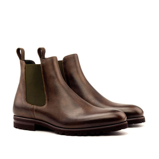 Ambrogio 2915 Men's Shoes Dark Brown Full Grain Calf-Skin Leather Chelsea Boots (AMB1038)-AmbrogioShoes