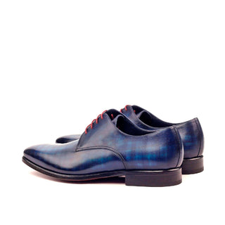 Ambrogio Men's Handmade Custom Made Shoes Denim Blue Patina Leather Derby (AMB1150)-AmbrogioShoes