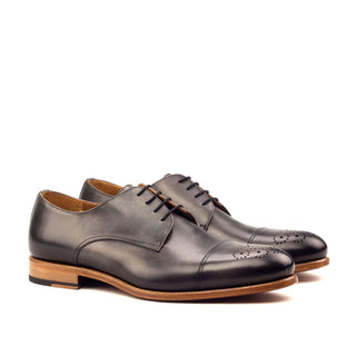 Ambrogio Men's Handmade Custom Made Shoes Gray Calf-Skin Leather Derby (AMB1067)-AmbrogioShoes