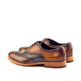 Ambrogio 2867 Men's Shoes Gray & Cognac Patina Leather Brogue Oxfords(AMB1201)-AmbrogioShoes