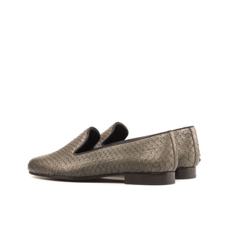 Ambrogio Men's Handmade Custom Made Shoes Gray Exotic Snake-Skin Slip-On Loafers (AMB1120)-AmbrogioShoes